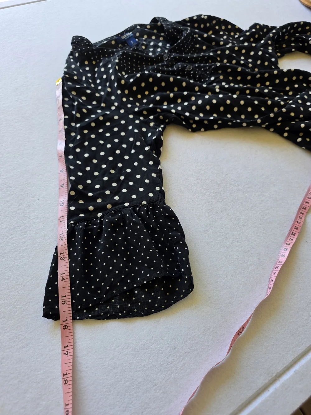 Old Navy Black and White Polka Dot Peasant Blouse